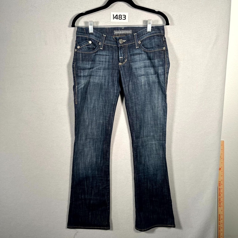 Rock & Republic Jeans Womens 31x31 Blue Denim Stretch Everyday Wear Bootcut Leg